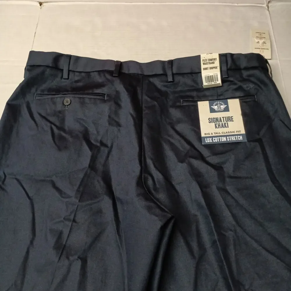 Dockers Signature Khakis Men's Size 46x32 Navy‎ Blue Classic Fit Cotton